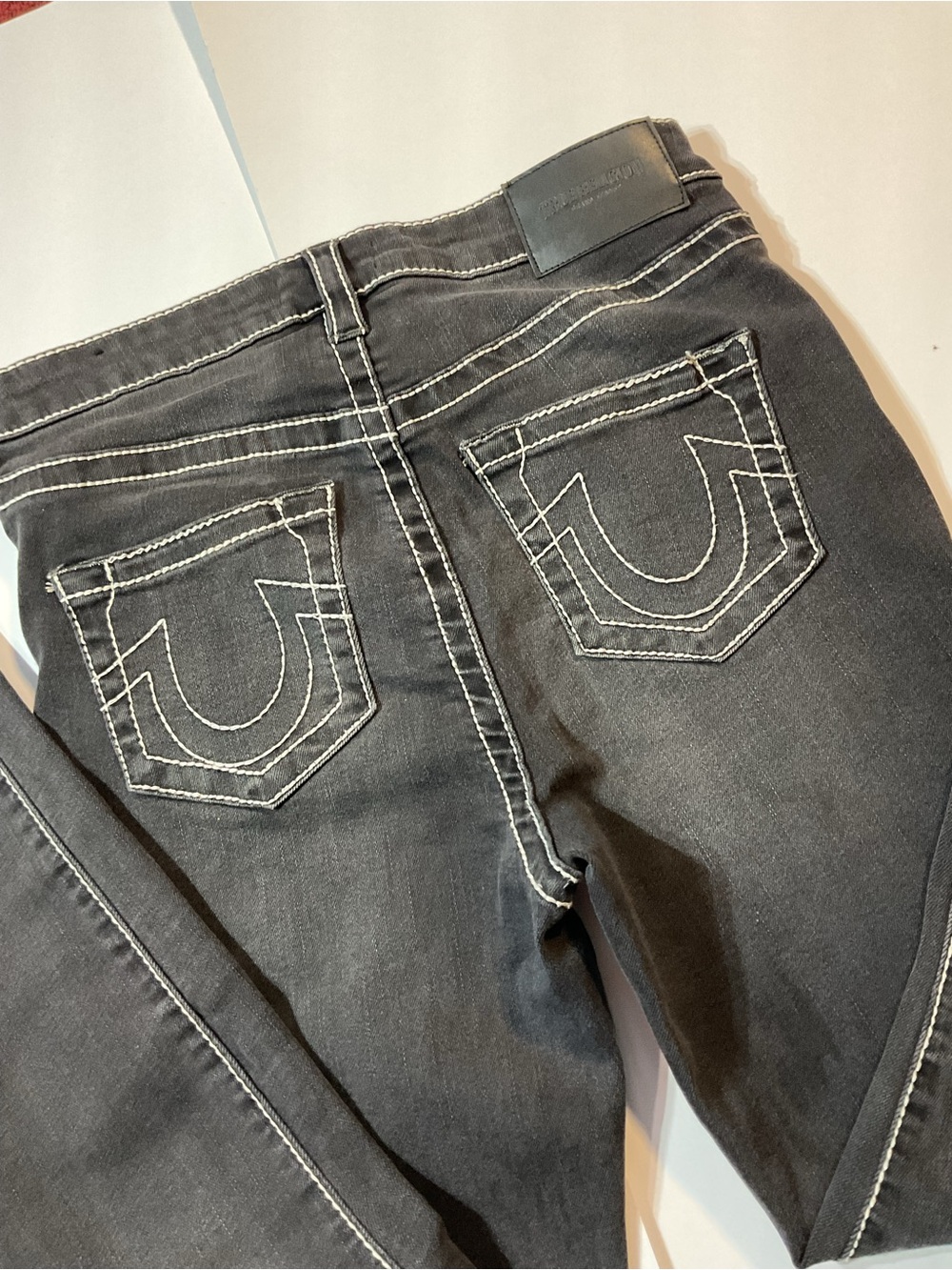 True Religion Halle High Rise Super Skinny Jeans Black Contrast Stitch 28